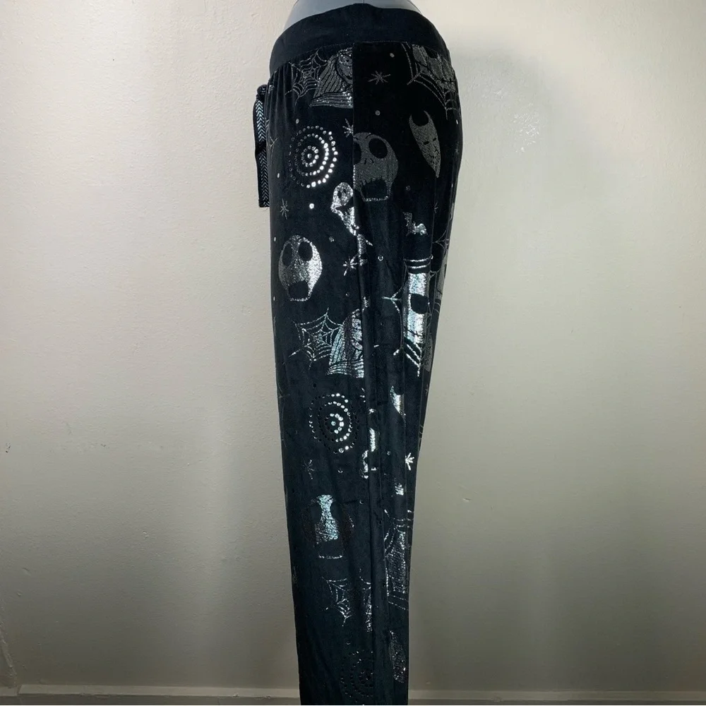 M Disney Nightmare Before Christmas Black Silver Pajama Pants Stretch Medium